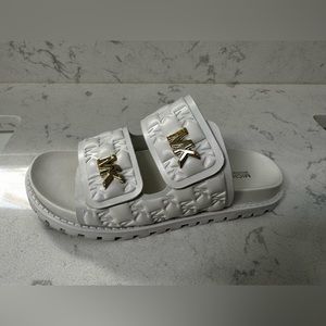 Michael Kors original white sandals, size 8 no rip   No stain